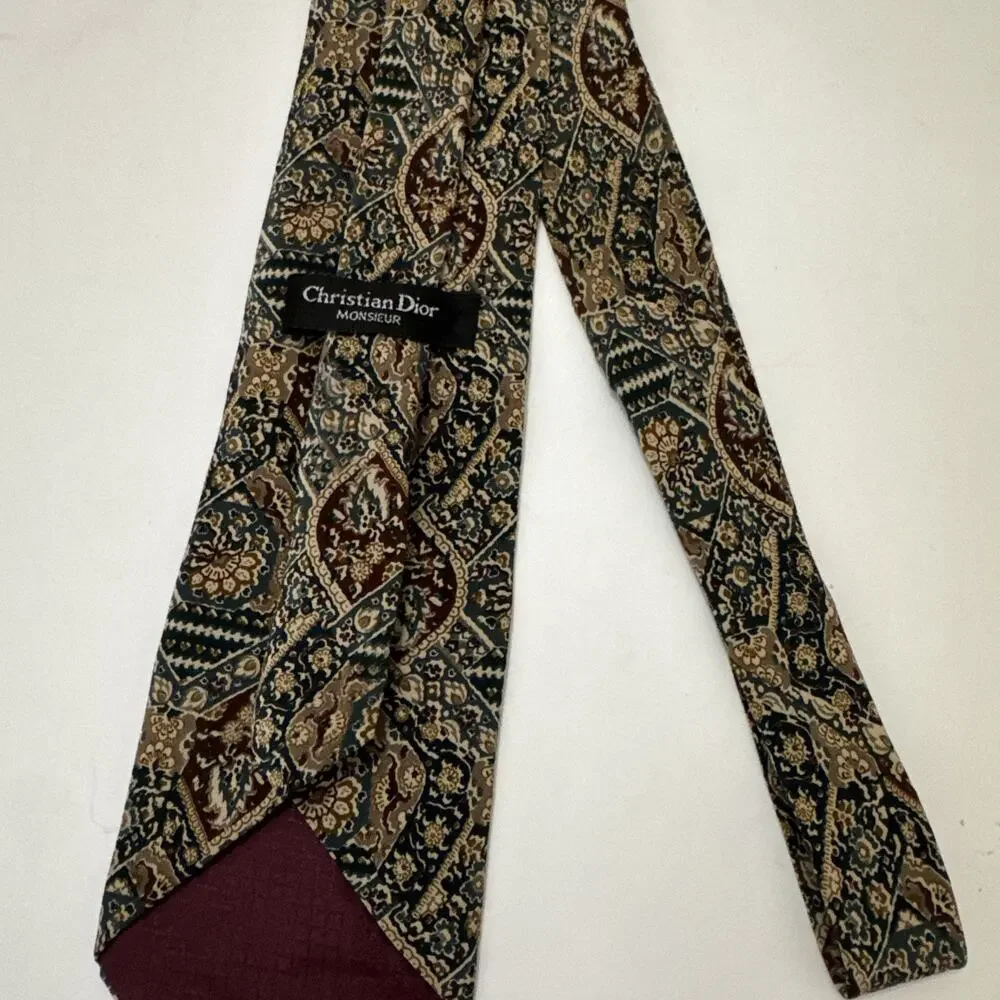 Christian Dior Monsieur Men’s Silk Tie Paisley Made In USA WPL 125 “Read”